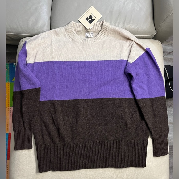 NWT - Frank & Oak Women’s Lambswool Blended Striped Sweater - Size L, XL - Picture 3 of 9